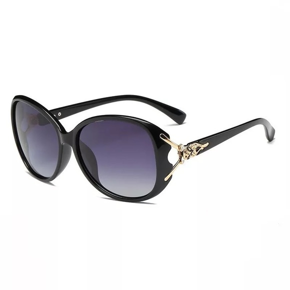 KINGSEVEN Gray Gradient Polarized Butterfly Sunglasses with Gold Crystal Fox - Picture 5 of 16